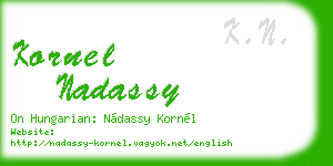 kornel nadassy business card